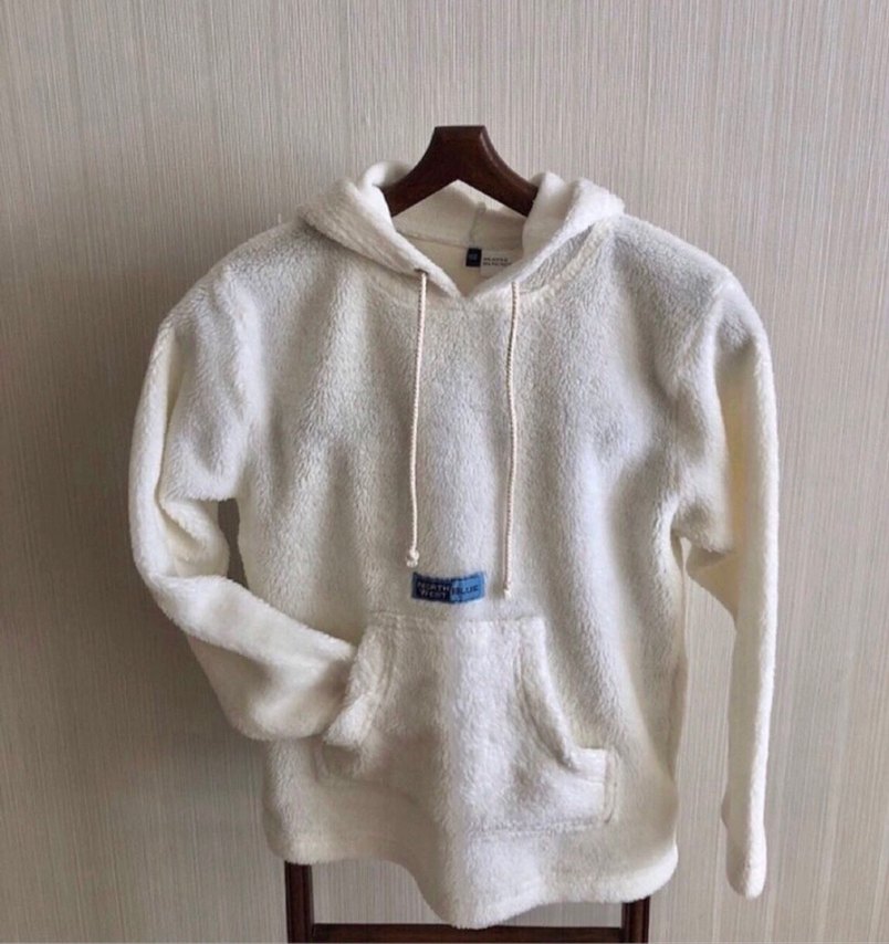 North West Beyaz Kapüşonlu Kadın Peluş sweatshirt - Görsel 2