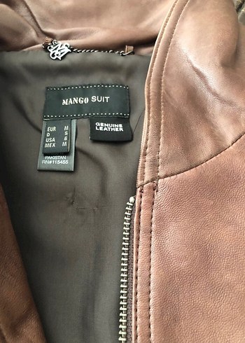 Mango Kahverengi Deri Ceket - Görsel 6