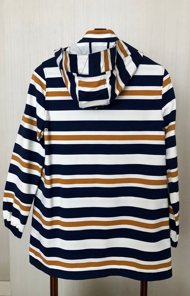 Kapüşonlu Çizgili Kadın Yağmurluk - Görsel 4