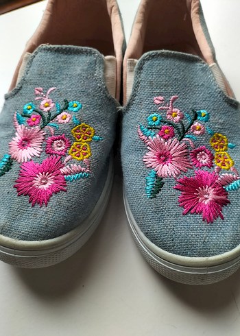 Renkli Nakışlı Kot kız çocuk ayakkabı - Görsel 2