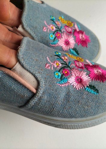 Renkli Nakışlı Kot kız çocuk ayakkabı - Görsel 3