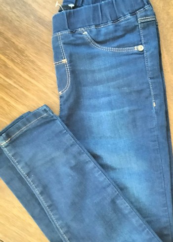 Düğmeli Mavi Kız Denim Pantolon
