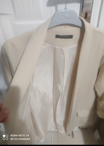 Bej Mini Kadın Blazer Ceket