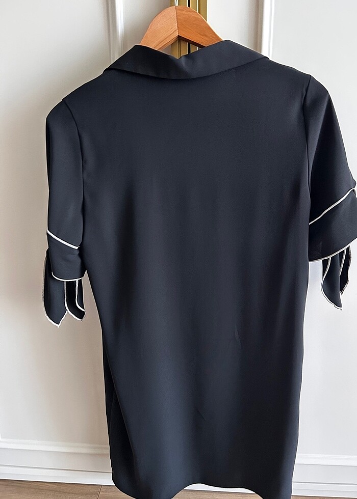 İnce kumaş fiyonk detaylı elbise - Görsel 2