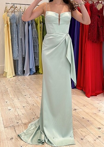 Night shift Couture Su Yeşili Tasarım Elbise