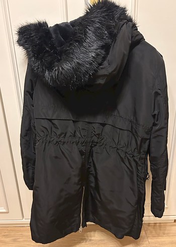 Kürklü Siyah Midi Kadın Ceket - Görsel 2