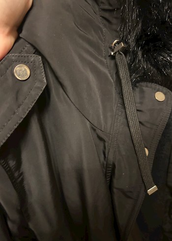 Kürklü Siyah Midi Kadın Ceket - Görsel 4