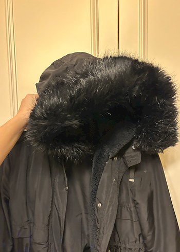 Kürklü Siyah Midi Kadın Ceket - Görsel 3