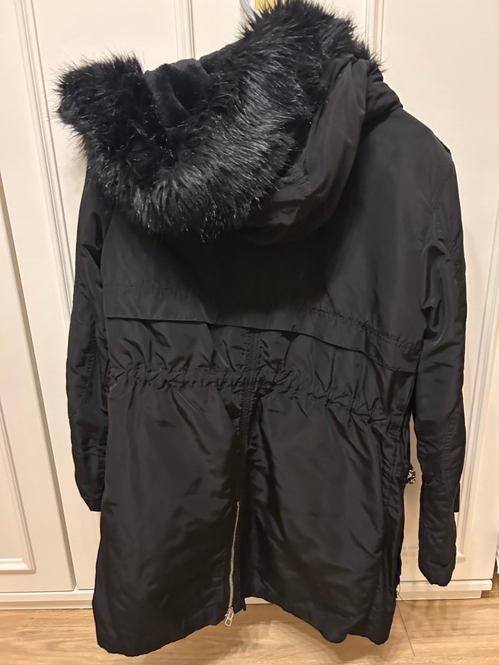 Kürklü Siyah Midi Kadın Ceket - Görsel 2