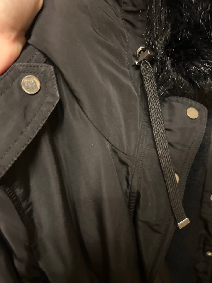 Kürklü Siyah Midi Kadın Ceket - Görsel 4