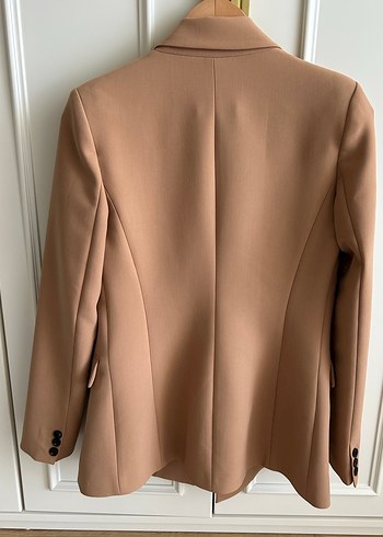 Bej Kadın Düğmeli Ofis Blazeri - Görsel 3