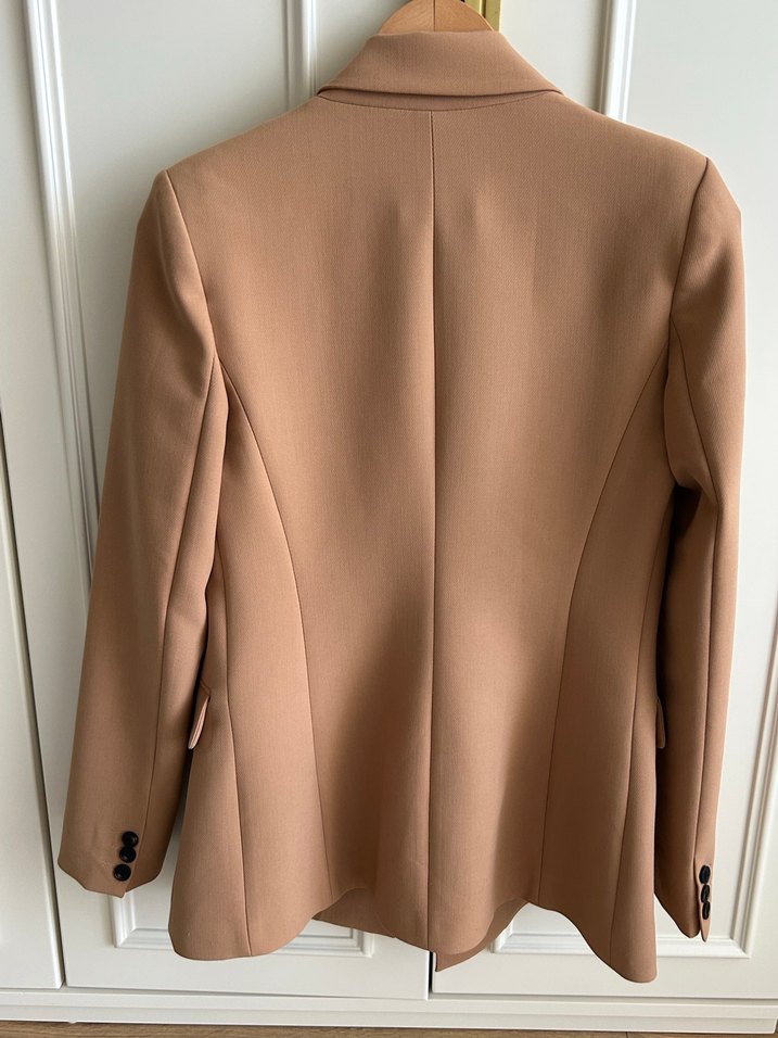 Bej Kadın Düğmeli Ofis Blazeri - Görsel 3