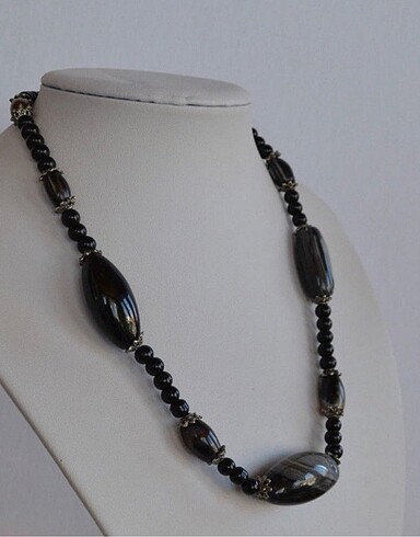 Siyah Akik&Siyah Oniks Kolye - Görsel 2