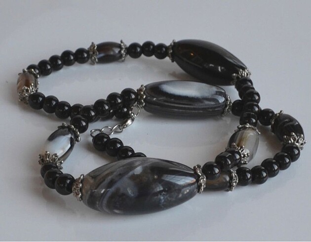 Siyah Akik&Siyah Oniks Kolye - Görsel 4