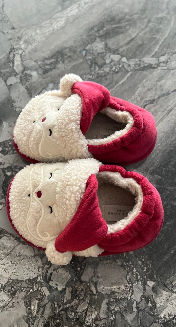 Unısex Çocuk Beyaz Nakışlı Sıcak Terlik - Görsel 2