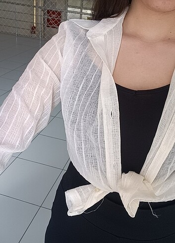 m Beden beyaz Renk Tül gömlek