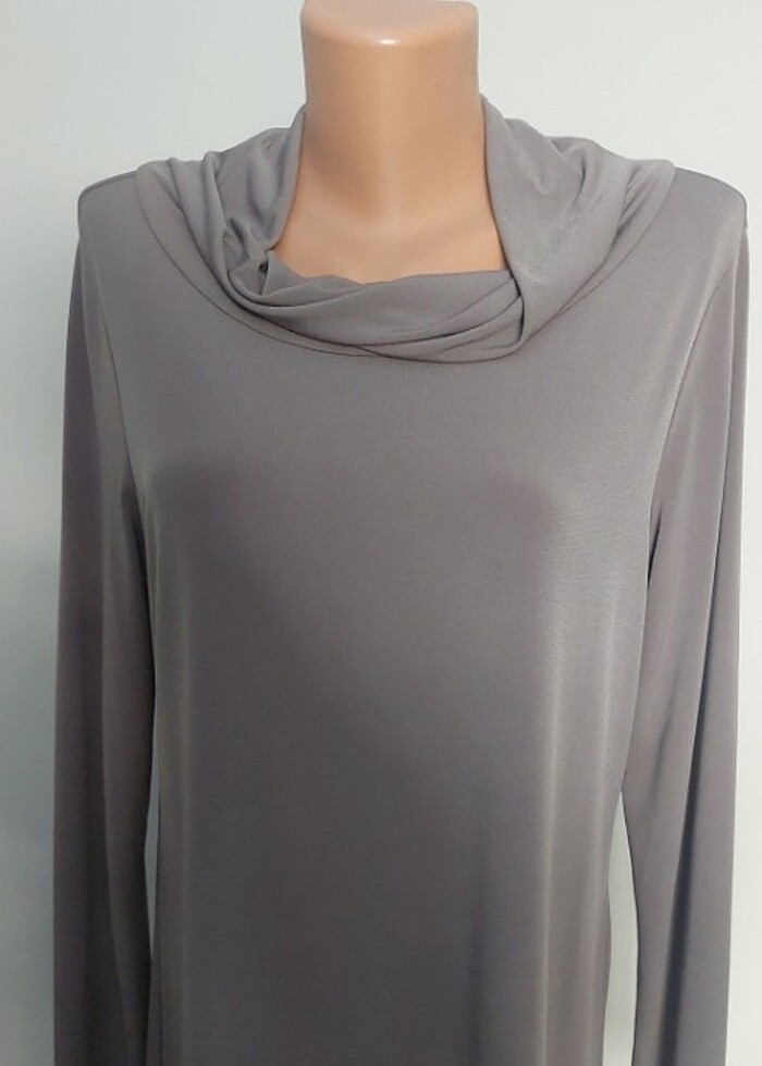 Krep licrali elbise degaje yaka M beden - Görsel 2