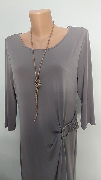 Krep licrali şik elbise 3/4 kol  - Görsel 2