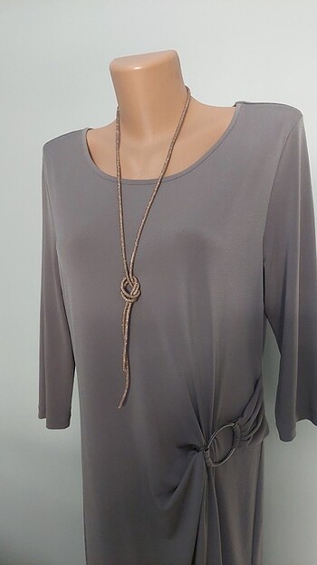 Krep licrali şik elbise 3/4 kol  - Görsel 3