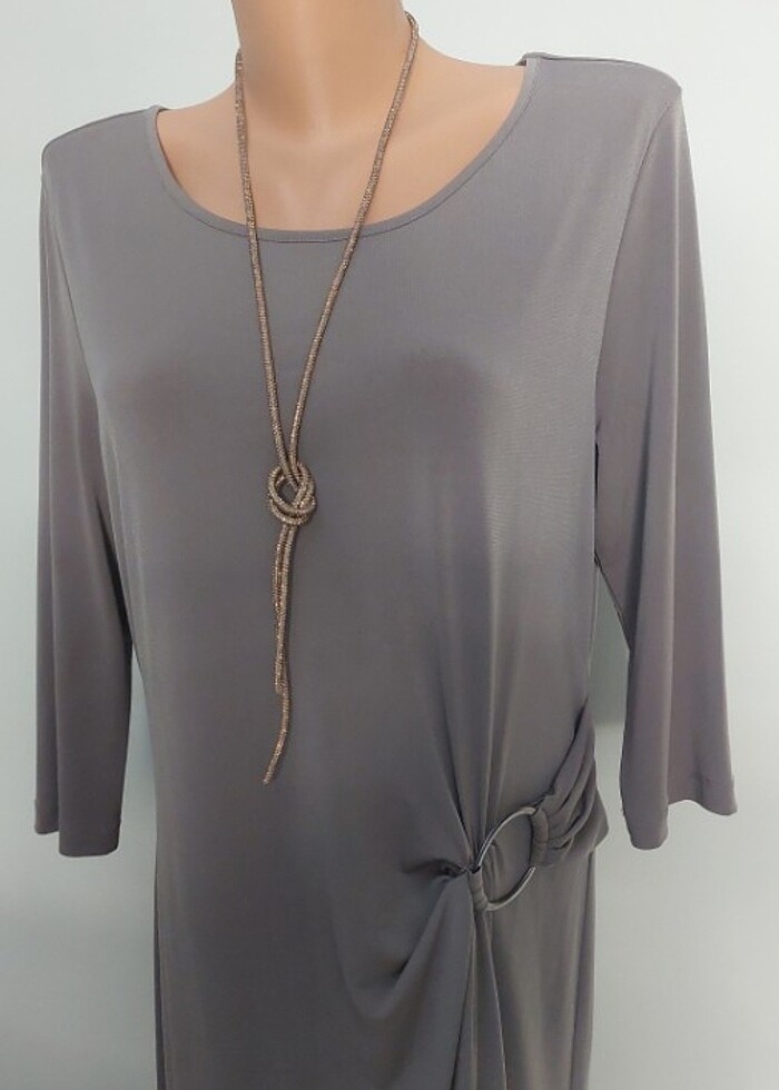 Krep licrali şik elbise 3/4 kol  - Görsel 2