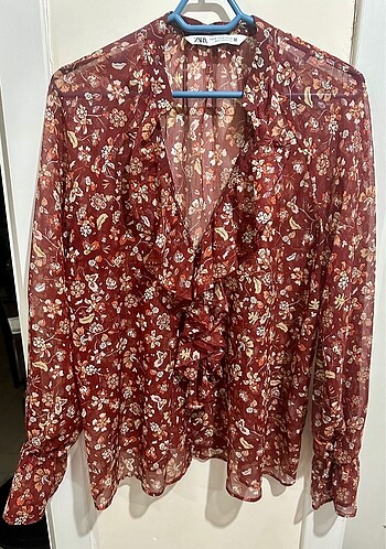xs Beden bordo Renk Zara bluz