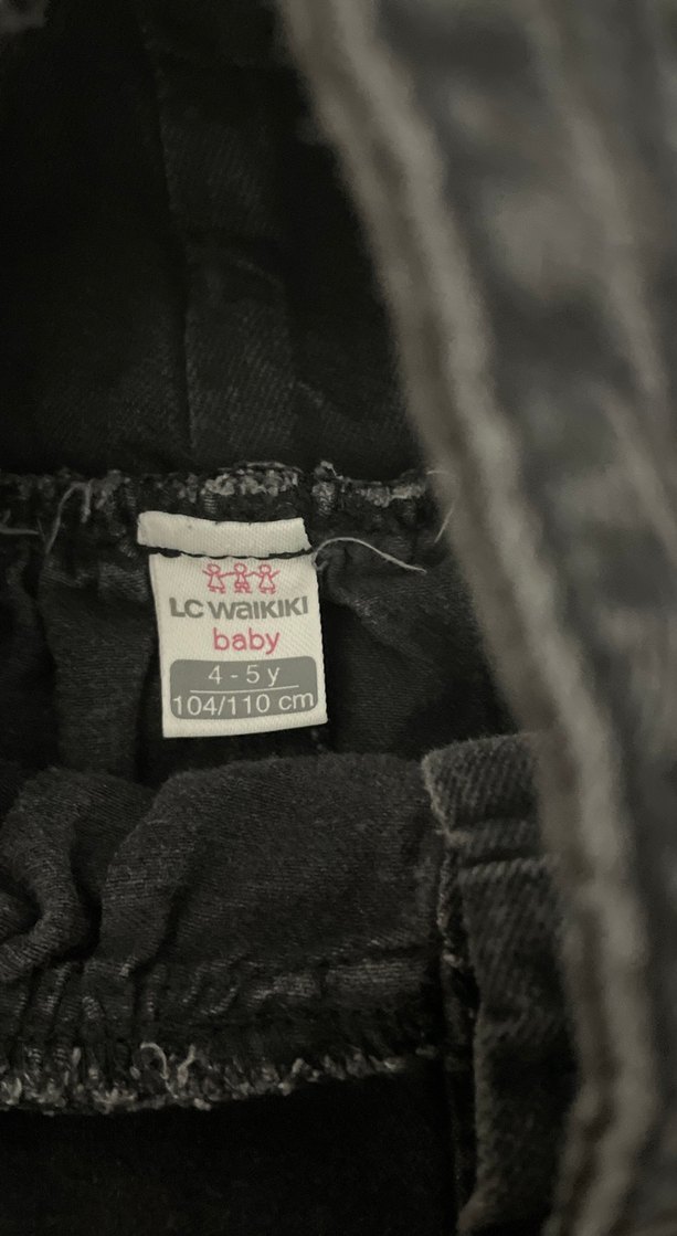 Kız Çocuk Siyah Denim Askılı Elbise - Görsel 3