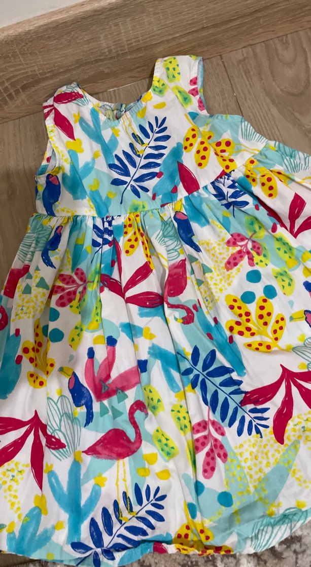 Renkli Desenli Kız Çocuk Elbisesi - Görsel 3