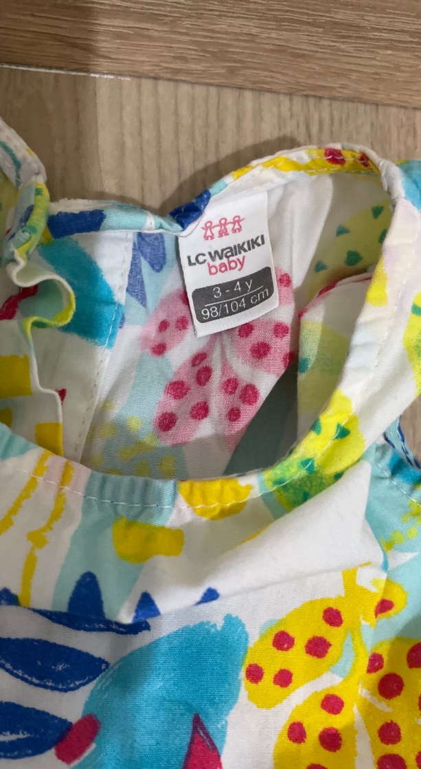 Renkli Desenli Kız Çocuk Elbisesi - Görsel 4