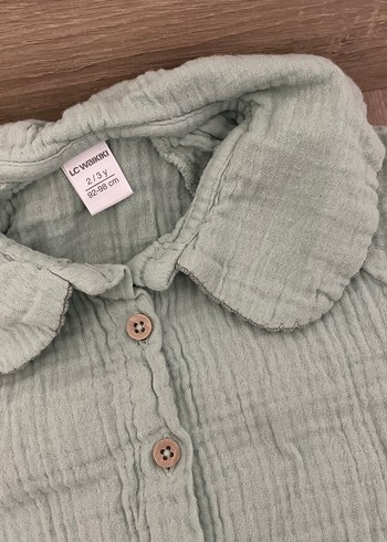 Yeşil Keten Kız bebek  Takımı - Görsel 4