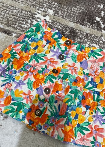 Çiçek Desenli Renkli Kız Eteği - Görsel 3