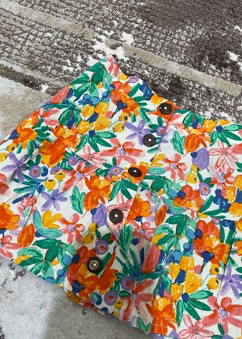 Çiçek Desenli Renkli Kız Eteği - Görsel 2