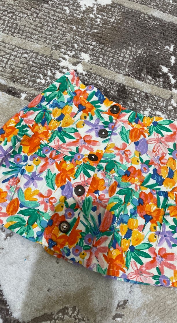 Çiçek Desenli Renkli Kız Eteği - Görsel 3