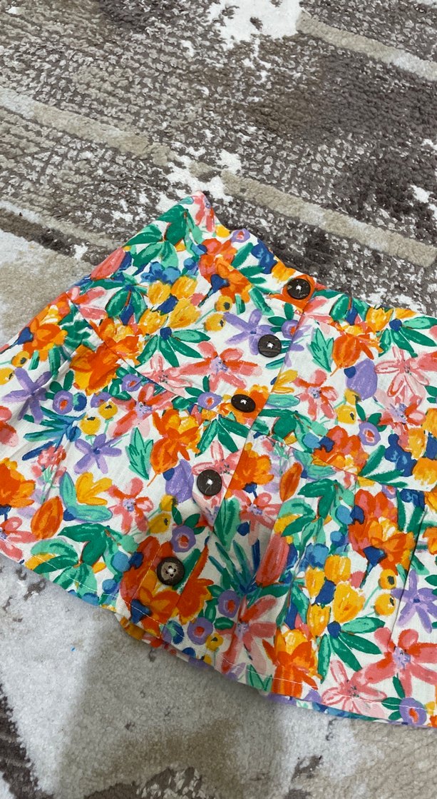 Çiçek Desenli Renkli Kız Eteği - Görsel 2
