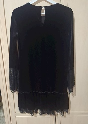 Dantel Detaylı Siyah Midi Gotik Elbise - Görsel 2