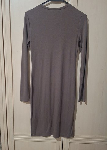 Gri Uzun Kollu Mini Kadın Elbise - Görsel 2