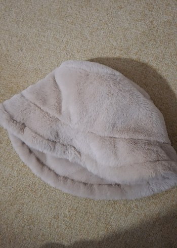 Kadın Bej Kürk Detaylı Şapka - Görsel 2