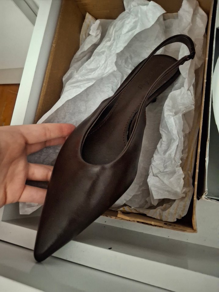 Kahverengi Deri Tokalı Stiletto Kadın Ayakkabı - Görsel 3