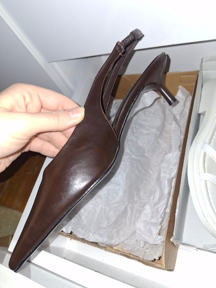 Kahverengi Deri Tokalı Stiletto Kadın Ayakkabı - Görsel 2