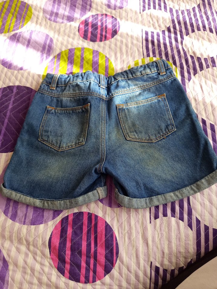 Kadın Renkli Yırtık Denim Mini Şort - Görsel 2