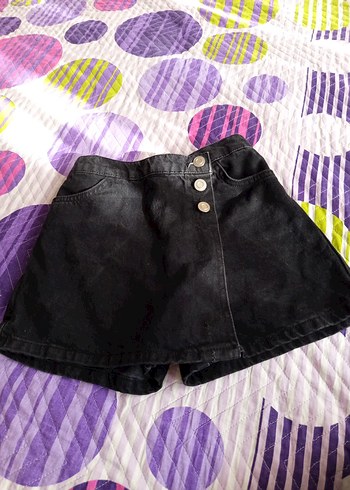 Düğmeli Siyah Denim Kız Etek