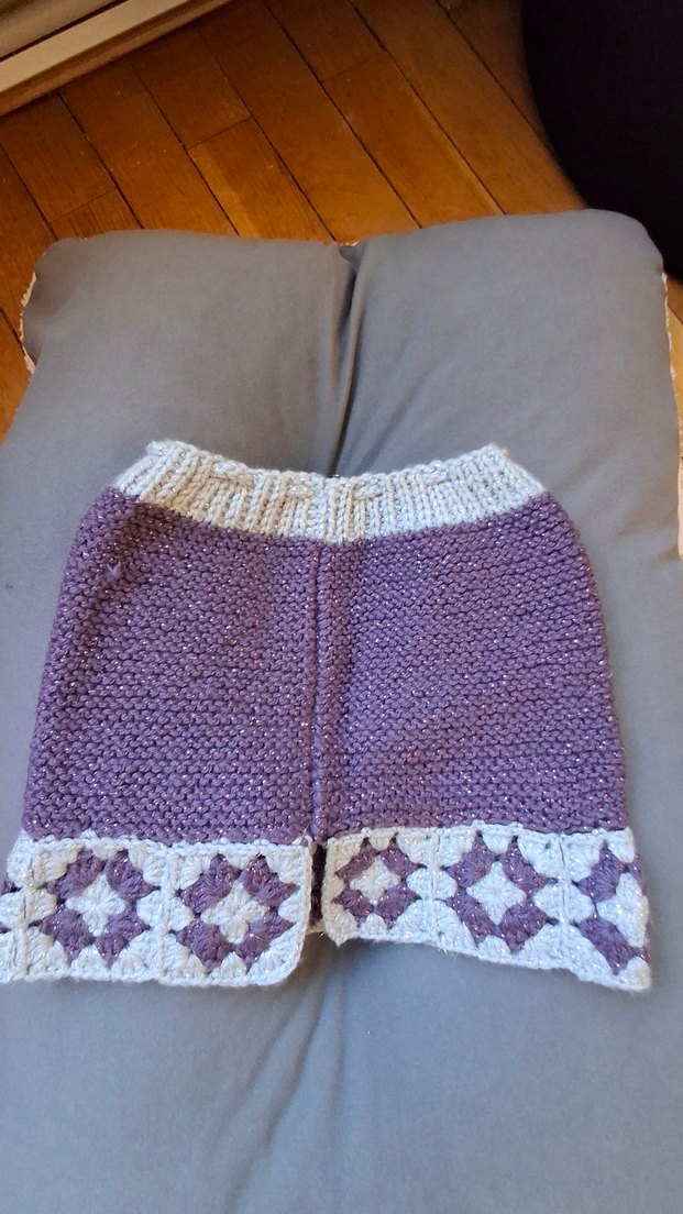 Mor Nakışlı Örgü Kız Etek - Görsel 2