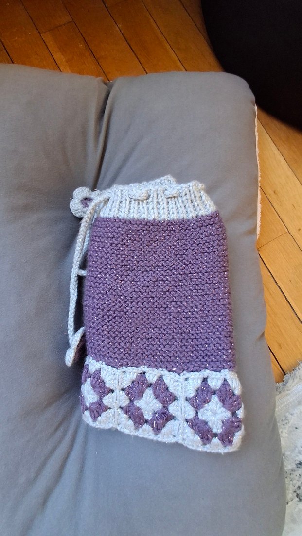 Mor Nakışlı Örgü Kız Etek - Görsel 3