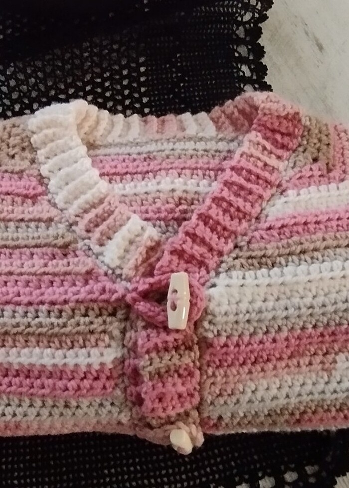 Kız bebek ebruli Hırka  - Görsel 2