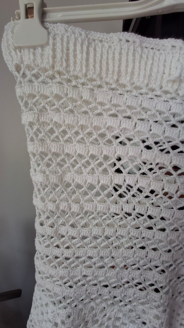 Dantel Detaylı Beyaz Örgü Mini Plaj Eteği - Görsel 2