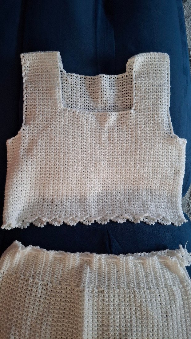 Beyaz Örgü Mini Etek ve Üst Takımı - Görsel 3