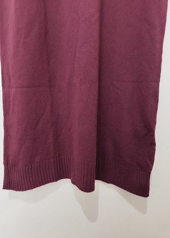 Bordo Uzun Triko Elbise - Görsel 5