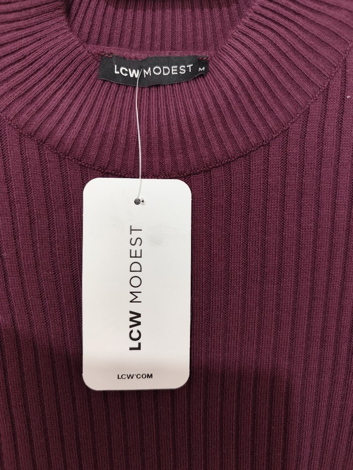 Bordo Uzun Triko Elbise - Görsel 3