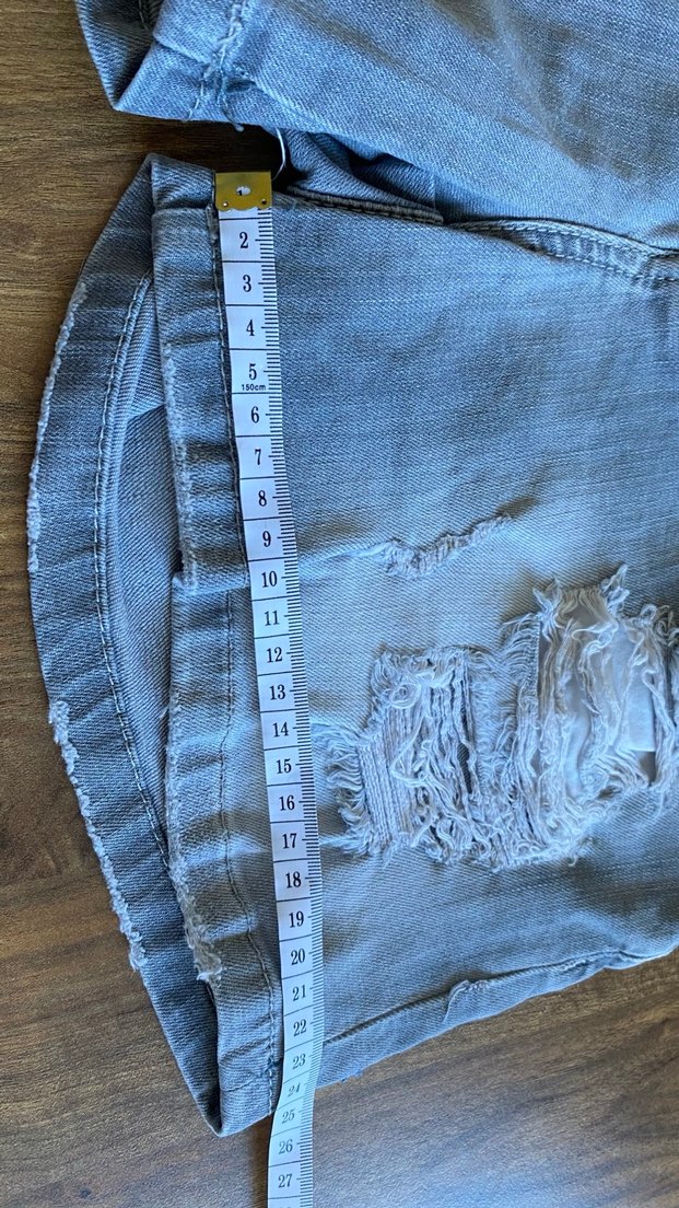 Düğmeli Mavi Mini Kot Şort - Görsel 5