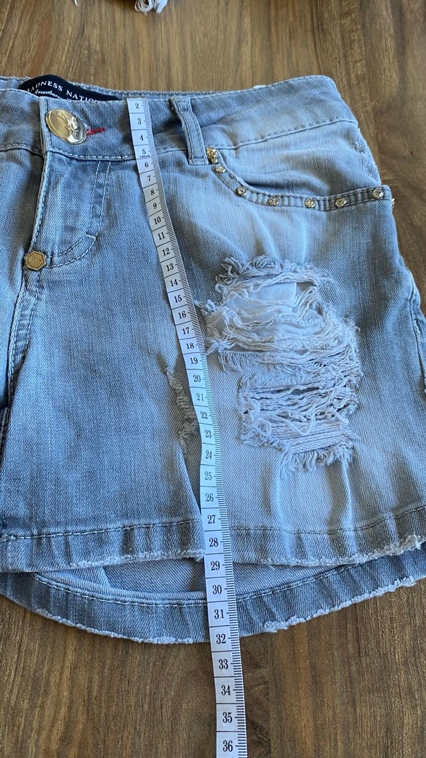 Düğmeli Mavi Mini Kot Şort - Görsel 4