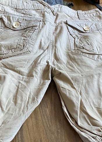 Bej Erkek Keten Midi Şort - Görsel 2